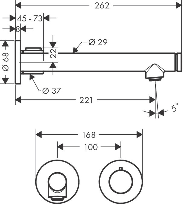 Mitigeur de lavabo encastré AXOR Uno Select 221 mm en laiton chromé — vue 3