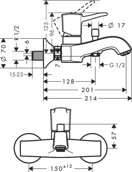 Mitigeur de bain / douche Hansgrohe Metropol Classic - vue 2