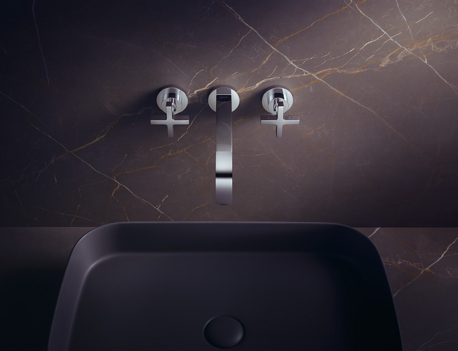 Mélangeur de lavabo 3 trous encastré AXOR Citterio 162 mm en laiton chromé - vue 2