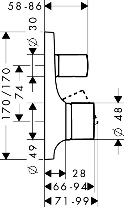 Set de finition pour mitigeur de bain / douche encastré AXOR Massaud