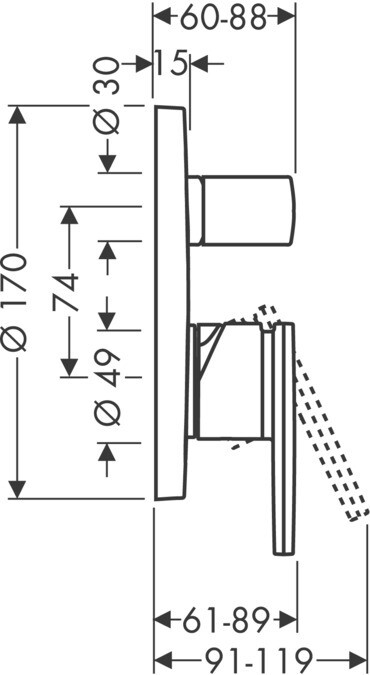 Set de finition pour mitigeur de bain / douche encastré  AXOR Citterio