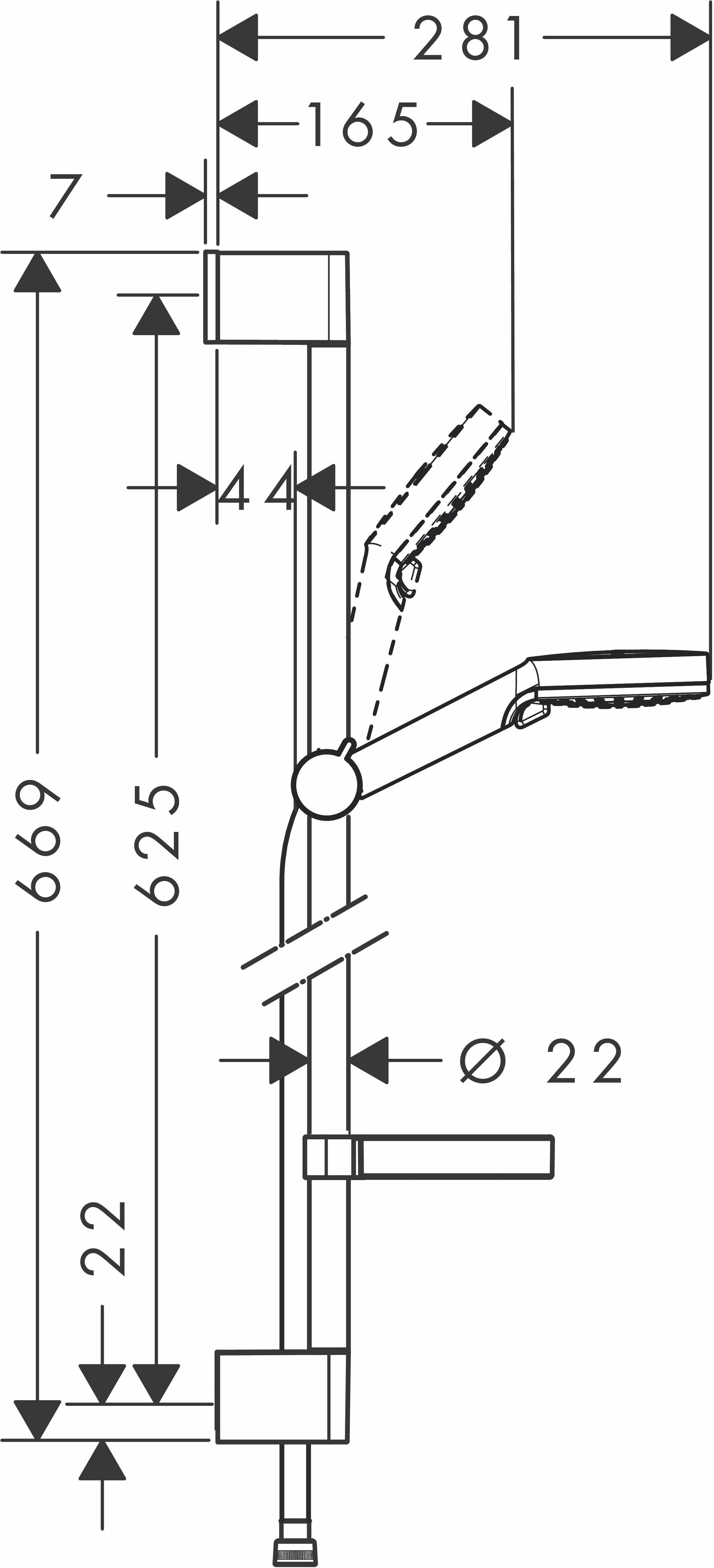 Barre de douche Hansgrohe avec douchette à main Crometta Vario 2 jets, flexible confortFlex 160 cm et porte-savon Casetta C - vue 3