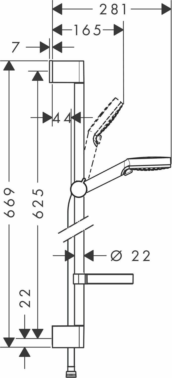 Barre de douche Hansgrohe avec douchette à main Crometta Vario 2 jets, flexible confortFlex 160 cm et porte-savon Casetta C — vue 3