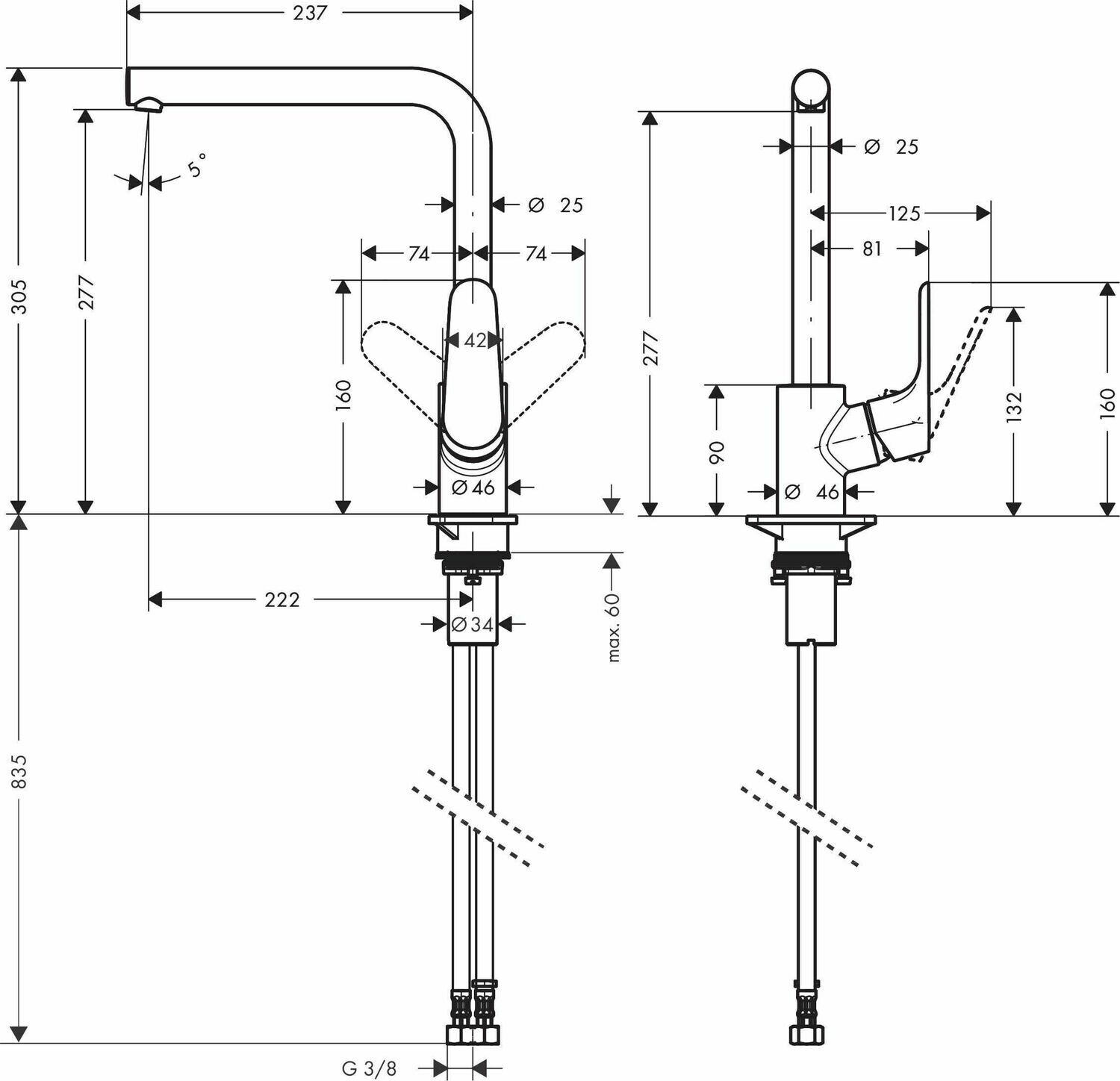 Mitigeur de cuisine Hansgrohe Focus M41 280 — vue 3