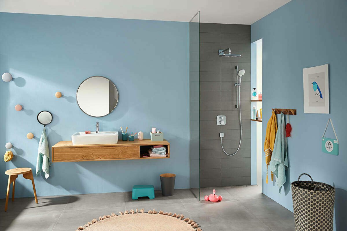 Set de finition pour mitigeur thermostatique encastré avec robinet d’arrêt et inverseur Hansgrohe Ecostat E — vue 2