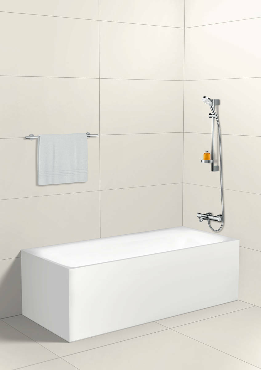 Barre de douche Hansgrohe avec douchette à main Crometta Vario 2 jets, flexible confortFlex 160 cm et porte-savon Casetta C - vue 2
