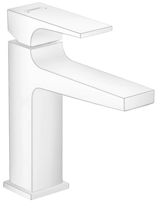 Mitigeur de lavabo Hansgrohe Metropol 110 en blanc mat avec bonde push-open
