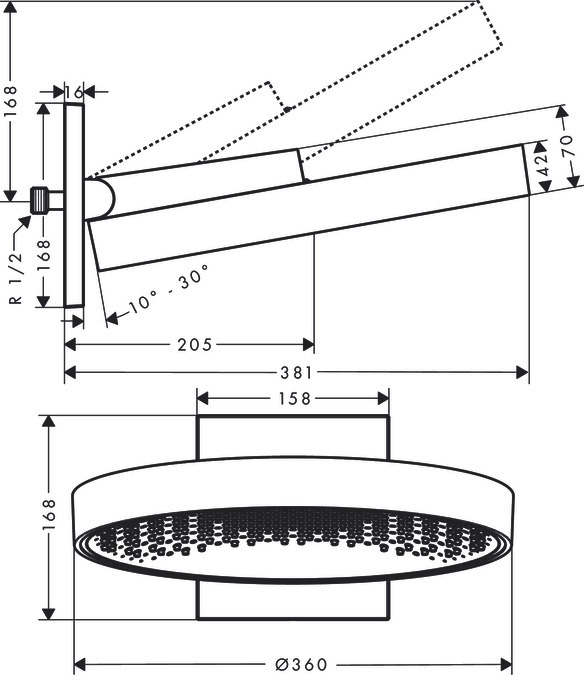 Douche de tête Hansgrohe Rainfinity 360 1 jet avec raccord mural en chromé - vue 4