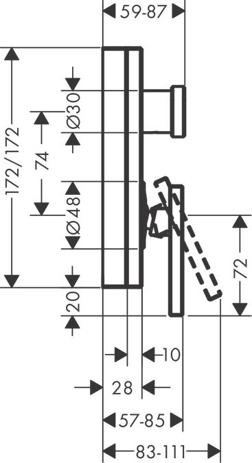 Set de finition pour mitigeur de bain / douche encastré AXOR Edge