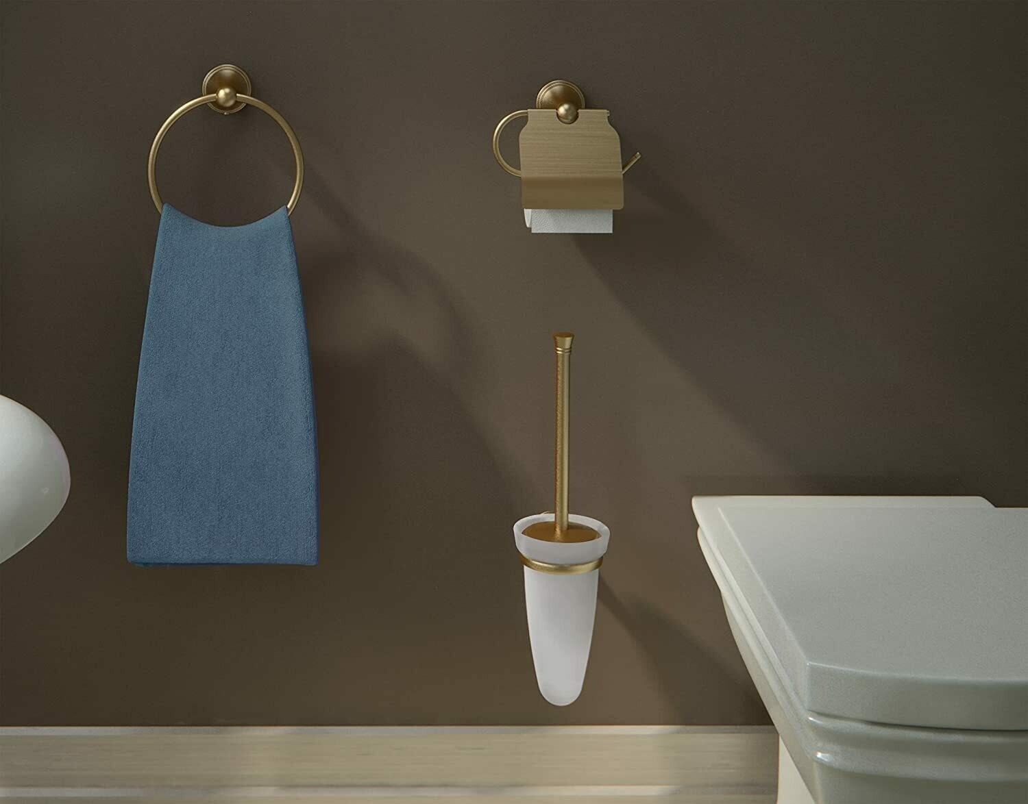 Romance Wall-Mounted Toilet Brush Holder in Bronze Finish