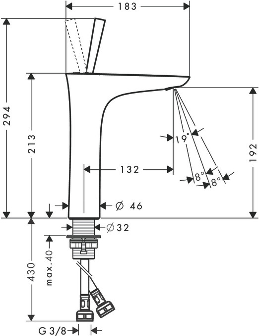Mitigeur de lavabo Hansgrohe PuraVida 200 pour vasque libre avec bonde push-open - vue 2