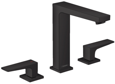 Mélangeur de lavabo 3 trous Hansgrohe Metropol 160 en noir mat avec bonde push-open