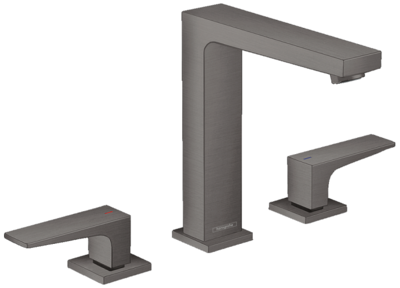 Mélangeur de lavabo 3 trous Hansgrohe Metropol 160 en noir chromé brossé avec bonde push-open