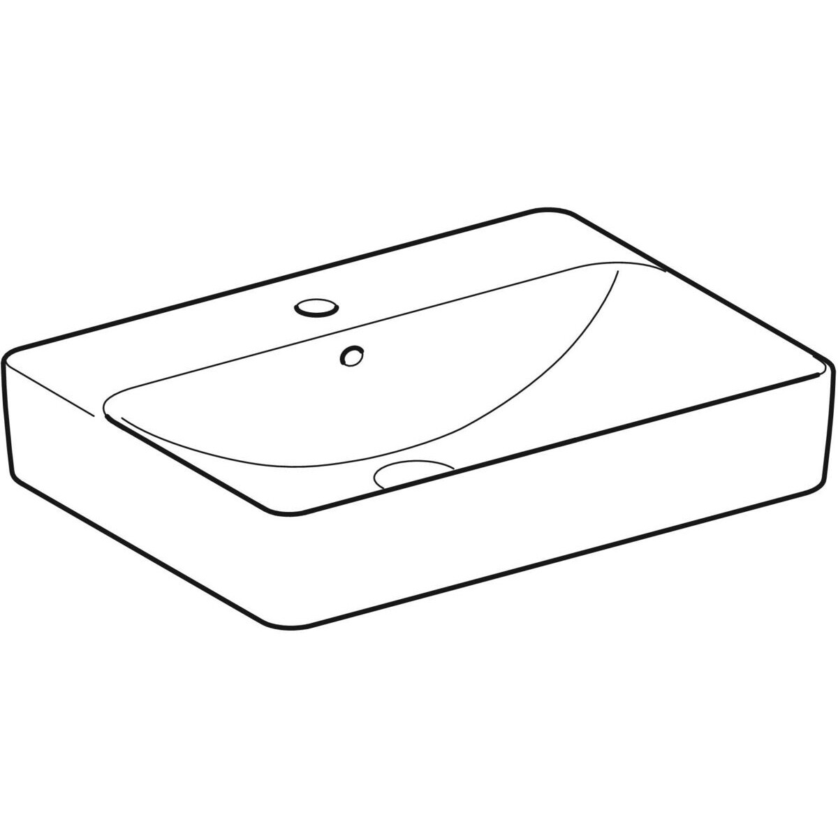 Vasque bol Geberit VariForm rectangulaire 60 x 45 cm avec plage de robinetterie — vue 3