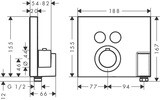 AXOR ShowerSelect Thermostatique ShowerSelect Square encastré pour 2 fonctions, fixfit et support de douchette
