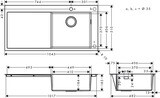 S71 S715-F450 Evier encastré 450 avec égouttoir