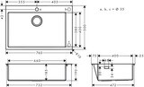 S71 S711-F660 Evier encastré 660