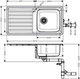 S41 S4111-F400 Evier encastré 400 avec égouttoir