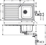 S41 S4111-F340 Evier encastré 340 avec égouttoir