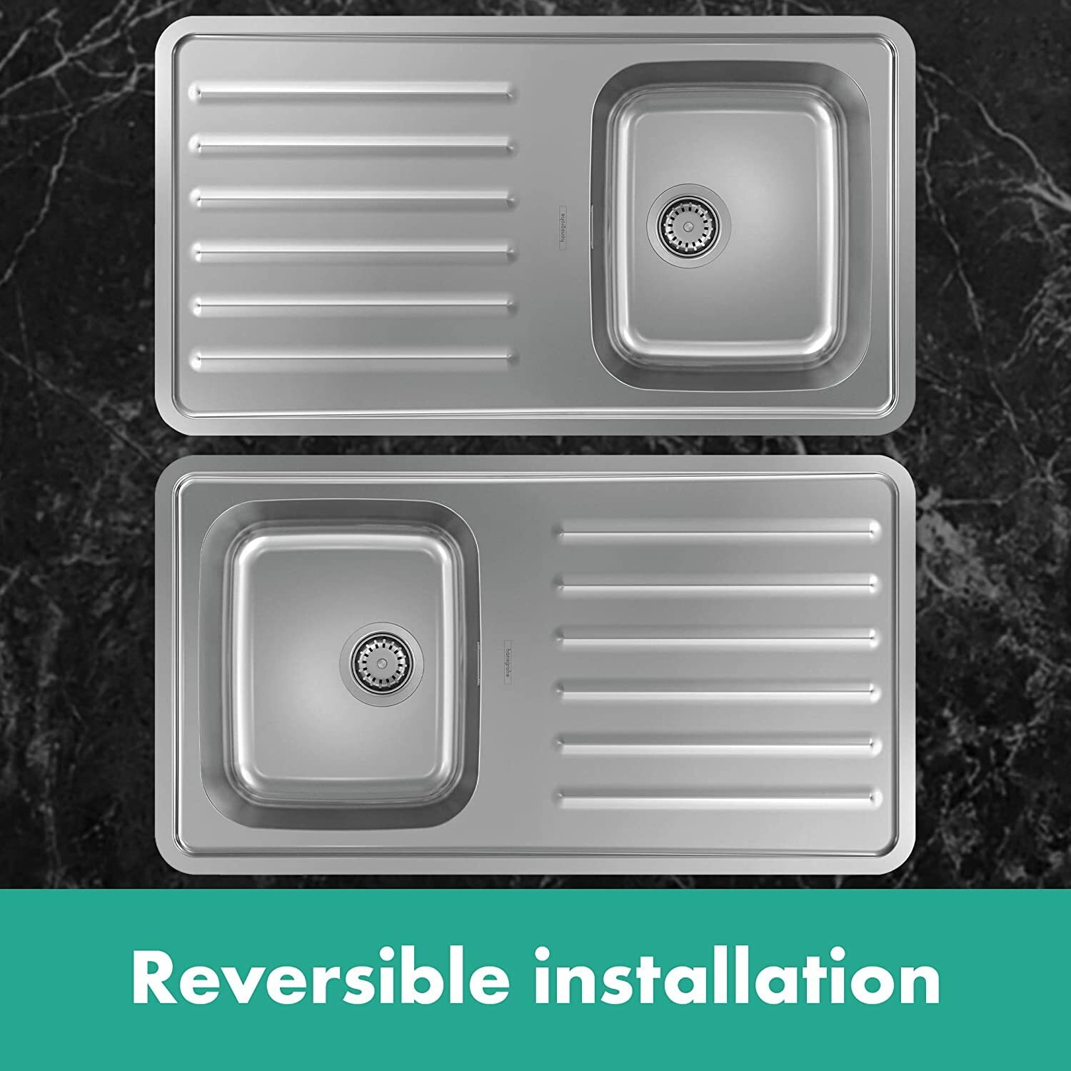 Évier de cuisine Hansgrohe encastré simple bac 34 x 40 cm avec égouttoir - vue 2