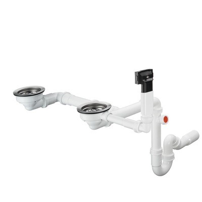 Vidage d&#39;évier de cuisine Hansgrohe double bac avec trop-plein design