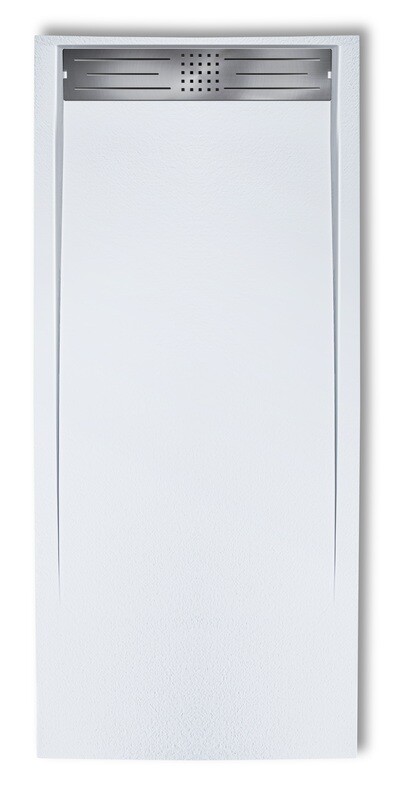 Receveur de douche rectangulaire Galaxite extra-plat et anti-dérapant (100 à 180 cm) x 80 cm avec grille design en inox et vidage