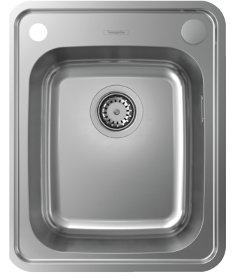 Évier de cuisine Hansgrohe encastré simple bac 34 x 40 cm en acier inoxydable brossé