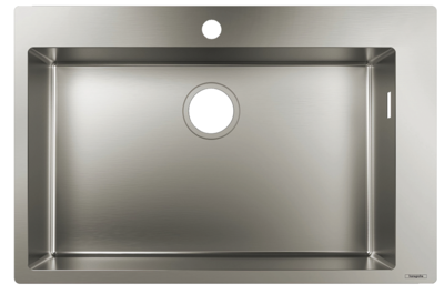 Évier de cuisine Hansgrohe encastré simple bac 66 cm  sans égouttoir en acier inoxydable brossé