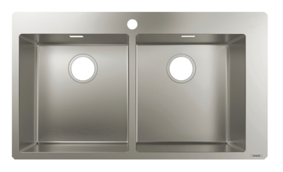 Évier de cuisine encastré double bac 50 cm sans égouttoir en acier inoxydable brossé