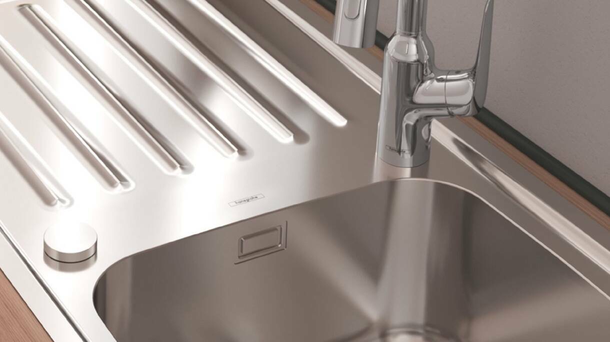 Évier de cuisine Hansgrohe encastré simple bac 34 x 40 cm avec égouttoir - vue 5