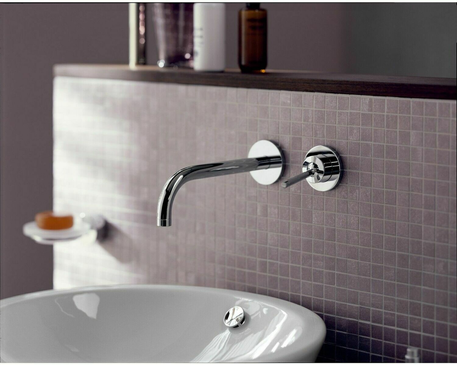 Mitigeur de lavabo encastré AXOR Uno 225 mm en laiton chromé avec rosaces