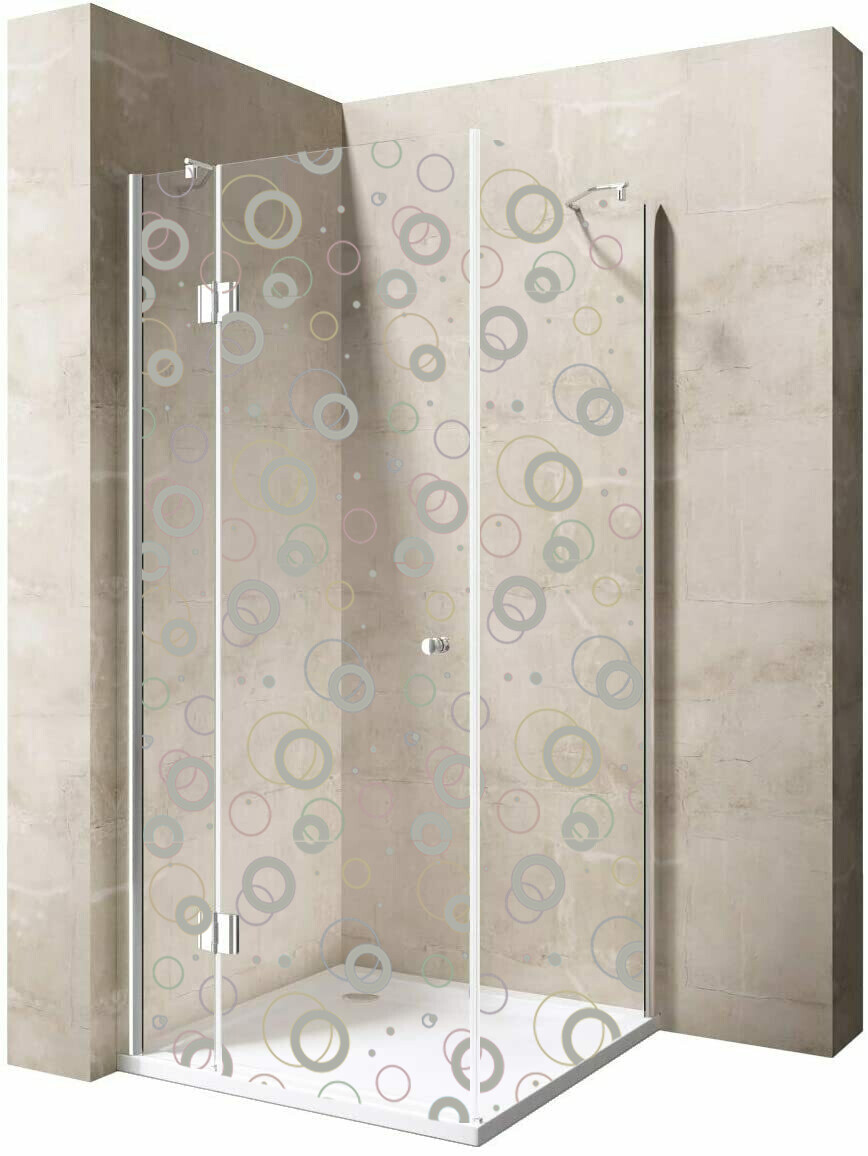 Cabine de douche Innovativ en verre trempé (Securit) clair avec motif et porte pivotante