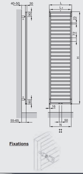 Radiateur sèche-serviettes Zehnder (Acova) Subway 150 x 60 cm - Chromé - vue 3