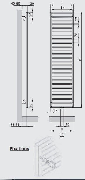Radiateur sèche-serviettes Zehnder (Acova) Subway 150 x 45 cm - Chromé — vue 4