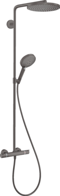 Colonne de douche Showerpipe Hansgrohe Raindance Select S 240 1 jet PowderRain avec mitigeur thermostatique en noir chromé brossé