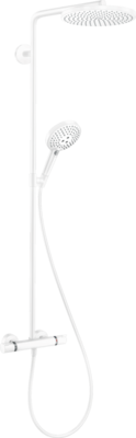 Colonne de douche Showerpipe Hansgrohe Raindance Select S 240 1 jet PowderRain avec mitigeur thermostatique en blanc mat