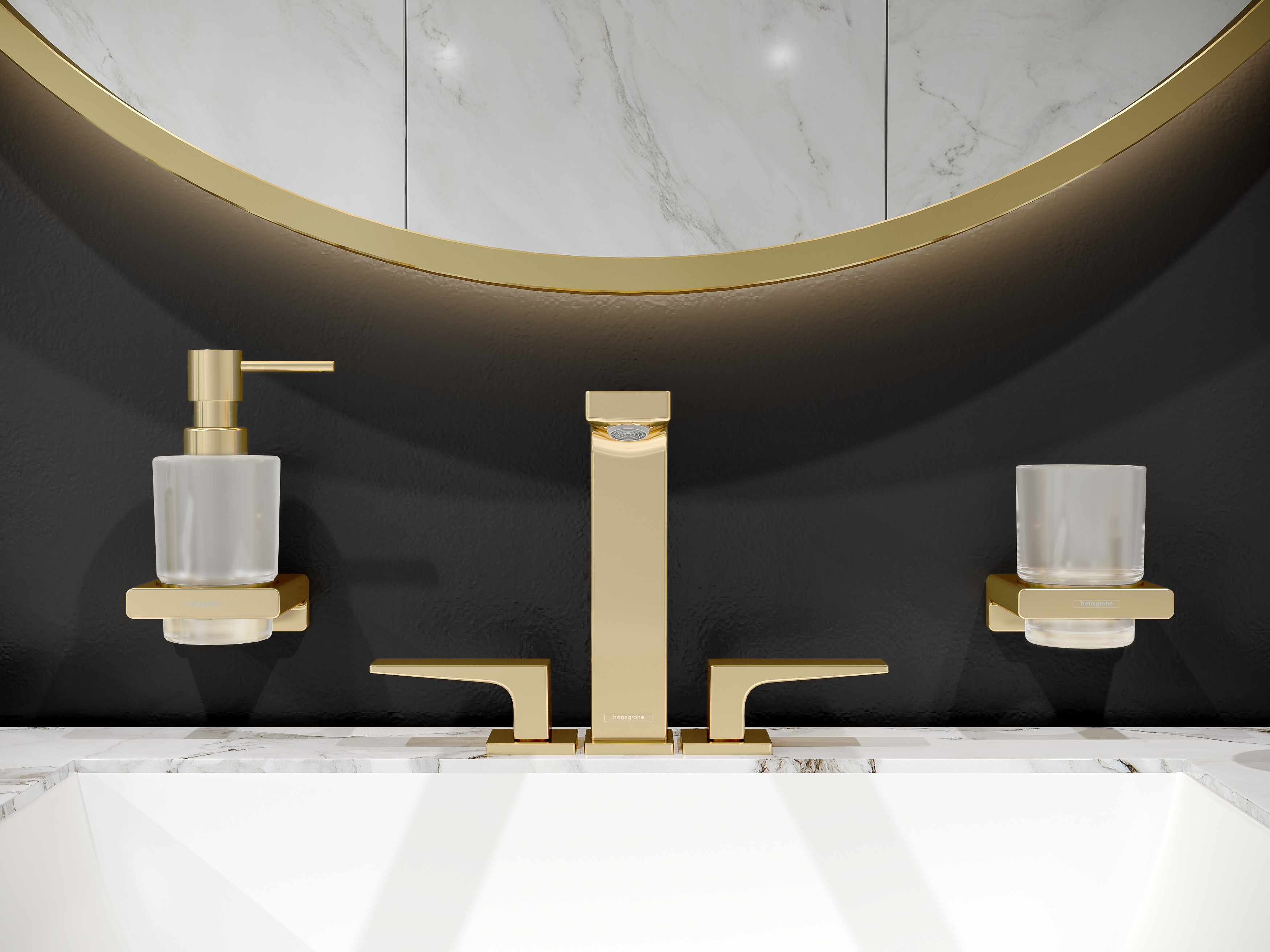 Mélangeur de lavabo 3 trous Hansgrohe Metropol 160 en doré poli avec bonde push-open - vue 2