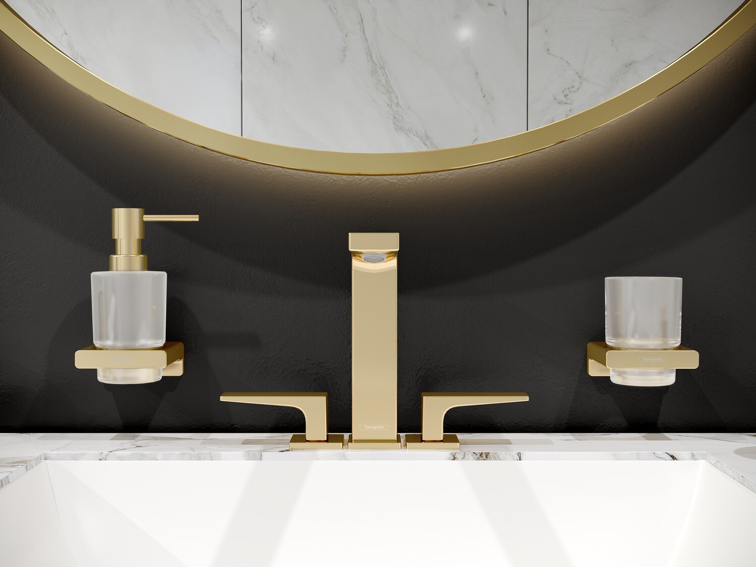 Hansgrohe Metropol 160 3-Hole Basin Mixer in Polished Gold with Push-Open Waste Set