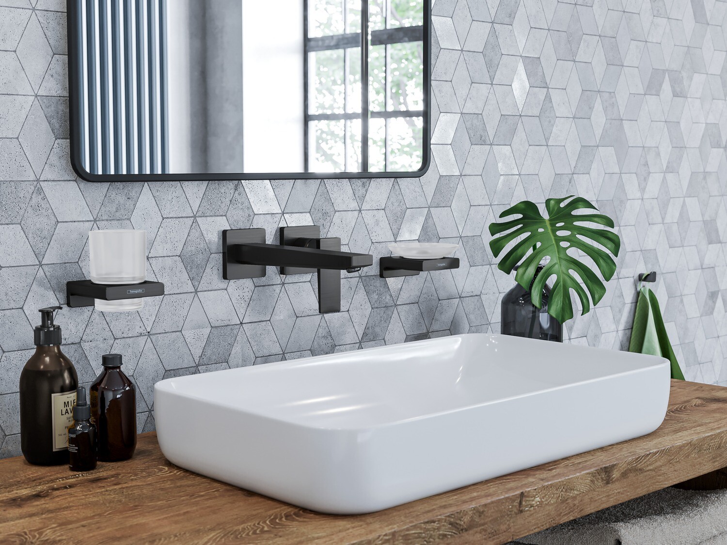 Hansgrohe Metropol 225 mm Wall-Mounted Basin Mixer in Matte Black