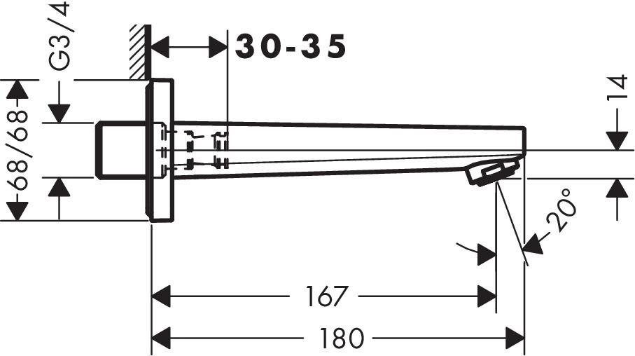 Spout (167.5 mm) Hansgrohe Metropol