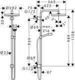 AXOR One Colonne de douche 280 1jet pour installation encastrée