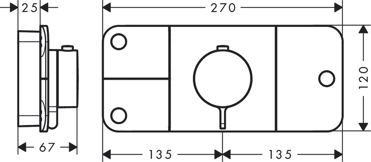 Module thermostatique encastré AXOR One avec 3 fonctions - vue 2