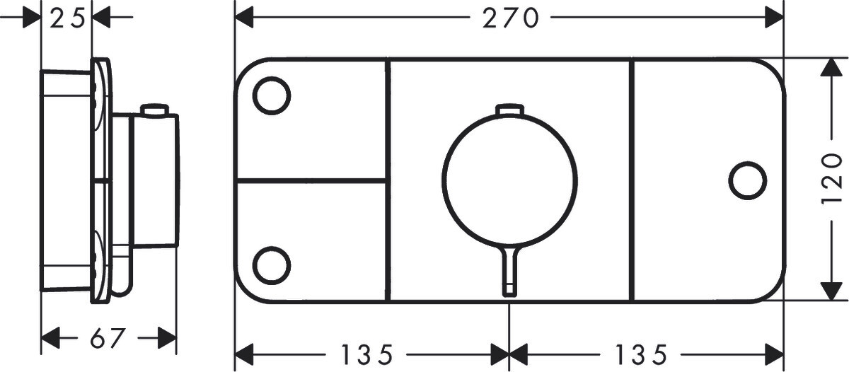 Module thermostatique encastré AXOR One avec 3 fonctions — vue 2