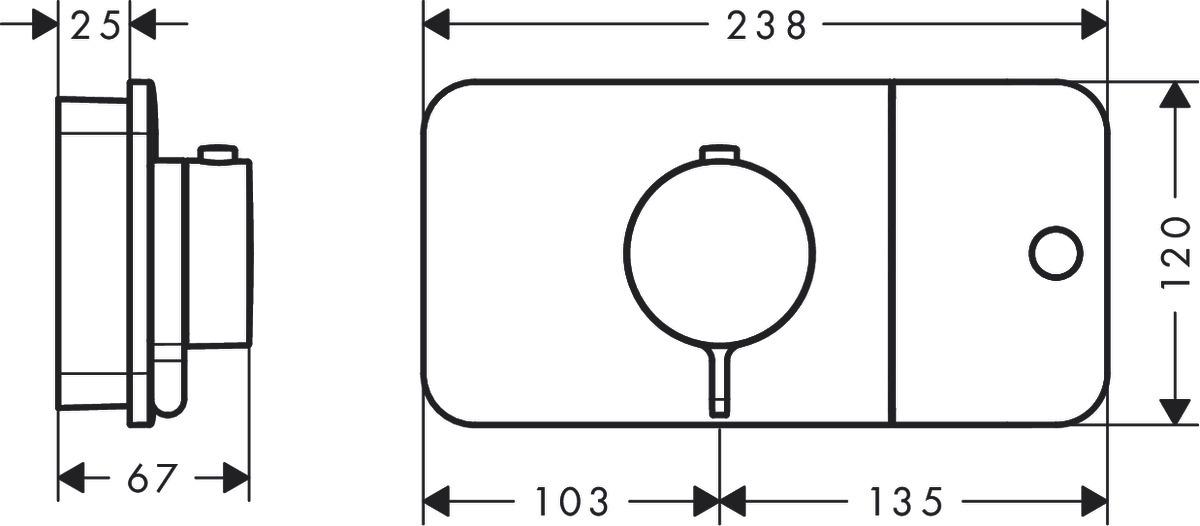 Module thermostatique encastré AXOR One avec 1 fonction - vue 2