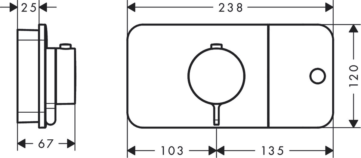 Module thermostatique encastré AXOR One avec 1 fonction