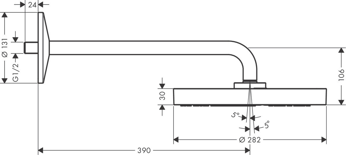 Douche de tête AXOR One 280 avec bras de douche 390 mm — vue 3