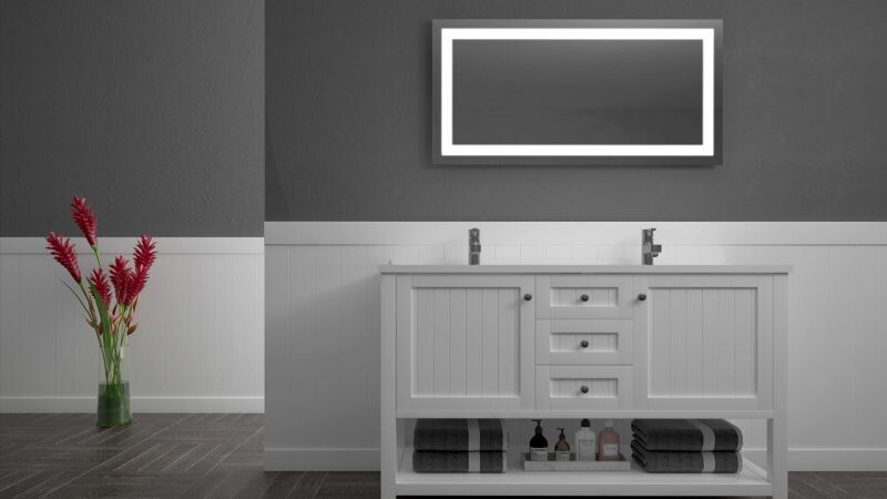 Miroir de salle de bains LED RBA série Queen (80 à 120 cm) x 60 cm
