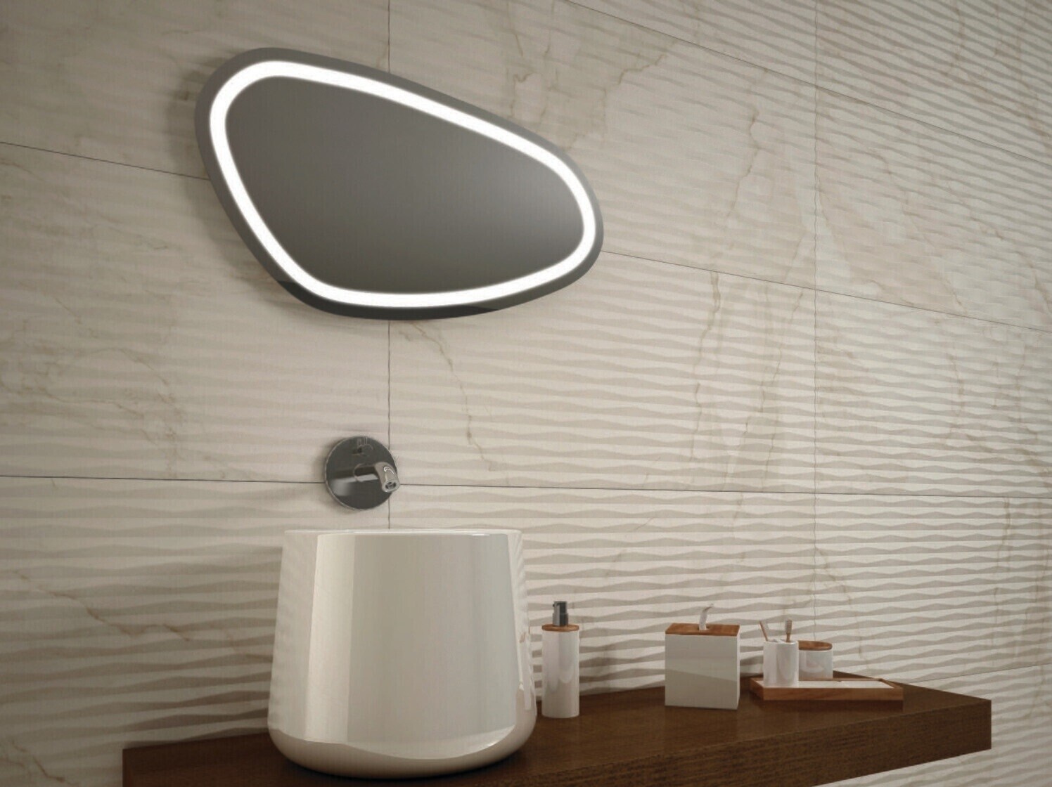 Miroir de salle de bains LED RBA série Luna 45 x 80 cm