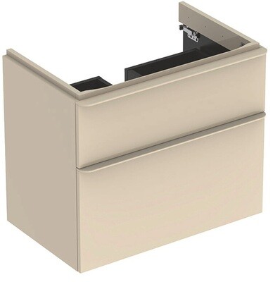 Meuble bas Geberit Smyle Square pour lavabo 90 cm avec deux tiroirs en gris sable laqué ultra-brillant