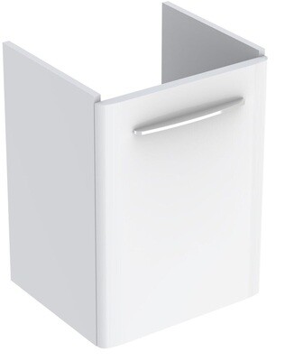 Meuble bas Geberit Selnova Square pour lavabo 50 cm avec une porte en blanc laqué ultra-brillant
